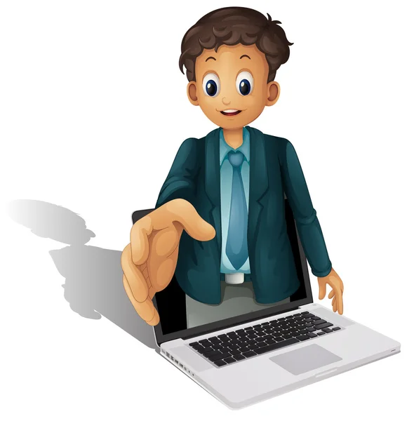 Laptop and man — Stock Vector