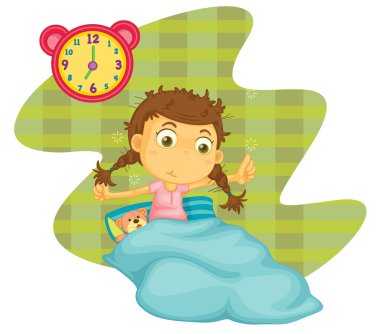 a girl awaken clipart