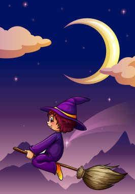 witch on a broom clipart