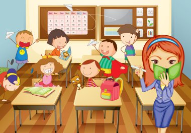 kids in classroom clipart