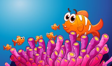 group of fish in a blue water clipart