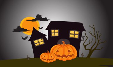 house in dark night clipart