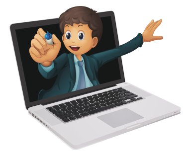 laptop and man clipart