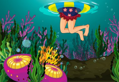 a girl swimming clipart