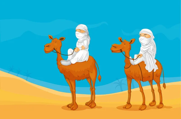Camello y arábigos — Vector de stock