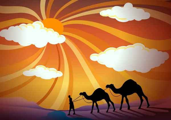 Homme et chameau — Image vectorielle