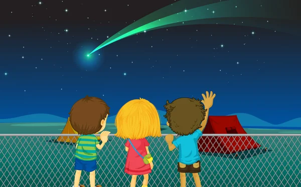 Kinderen en komeet — Stockvector