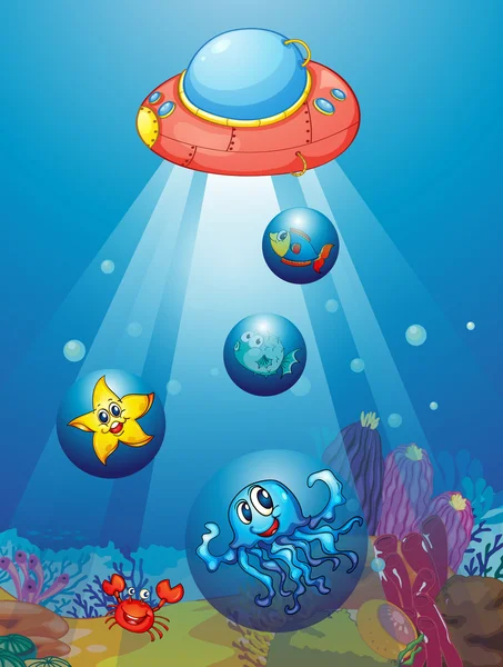 Ponorka a ryby — Stockový vektor