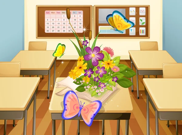 Butterflies in a classroom — Stock Vector