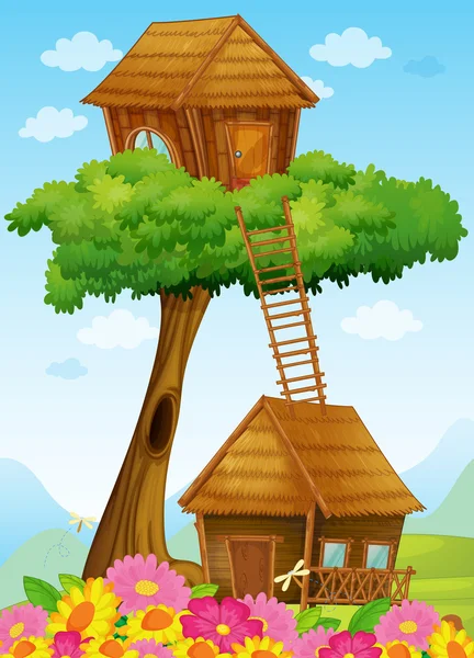 Maison de l'arbre — Image vectorielle