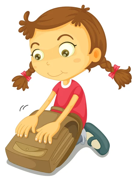 Bir kız ile okul çantası — Stok Vektör