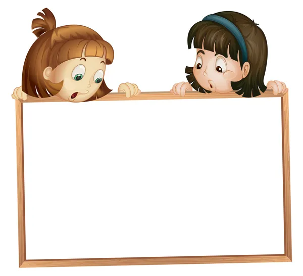 Girls showing board — Stock Vector