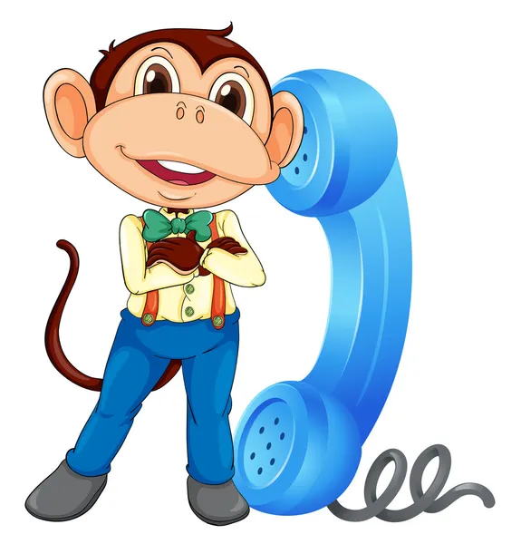 A monkey with receiver — Stock Vector