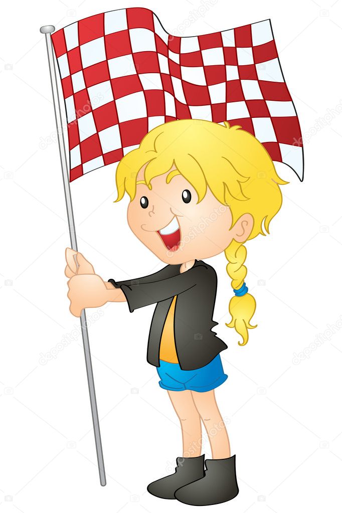 A girl holding flag — Stock Vector © interactimages 11518899