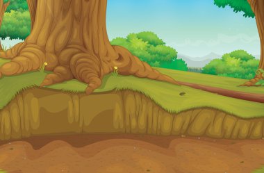 Tree trunk forest scene clipart