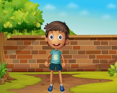 Boy standing in the yard clipart