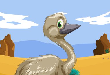 emu in the outback clipart