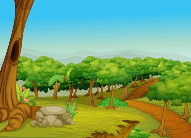 Lovely forest path clipart