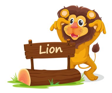 lion and board clipart