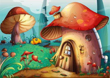 mushroom house clipart