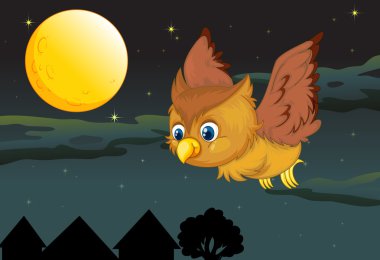 owl and full moon clipart