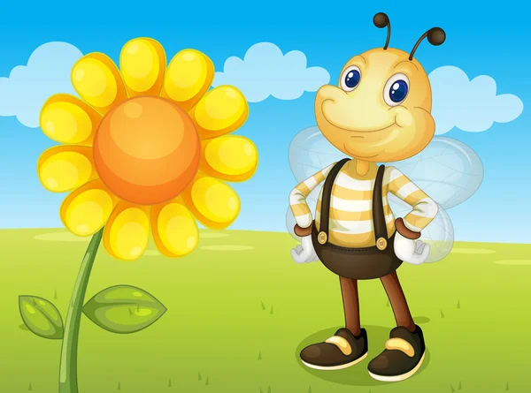 Kwiat i pszczoła — Wektor stockowy