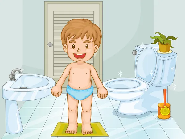 Child in bathroom — Stock Vector