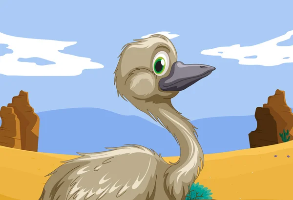 Emu in the outback — Stock Vector