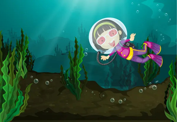 Potápěčská dívka — Stockový vektor