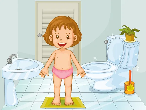 Child in bathroom — Stock Vector