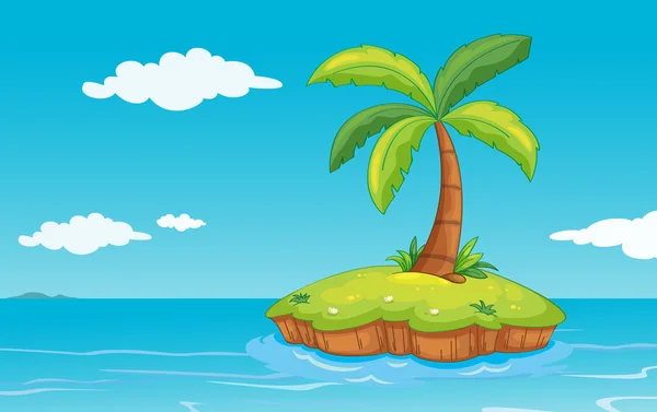 Palm tree on island — Stock Vector