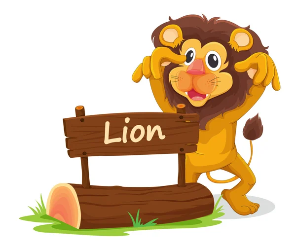Lion and board — Stock Vector