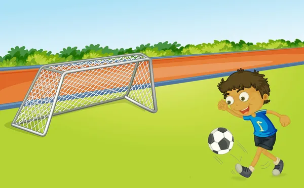 Çocuğun futbol oynama — Stok Vektör
