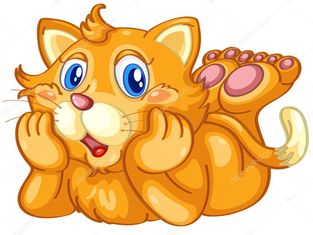 Illustration of isolated cat laying down