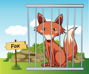 fox in cage clipart