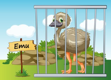 emu in cage clipart