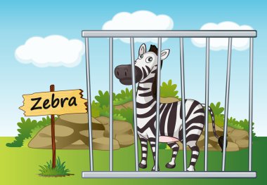 zebra in cage clipart