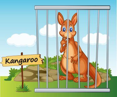 kangaroo in cage clipart