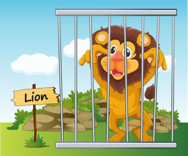 lion in cage clipart