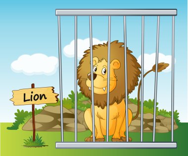 lion in cage clipart