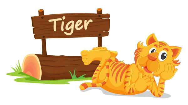 Tigre y placa de nombre — Archivo Imágenes Vectoriales