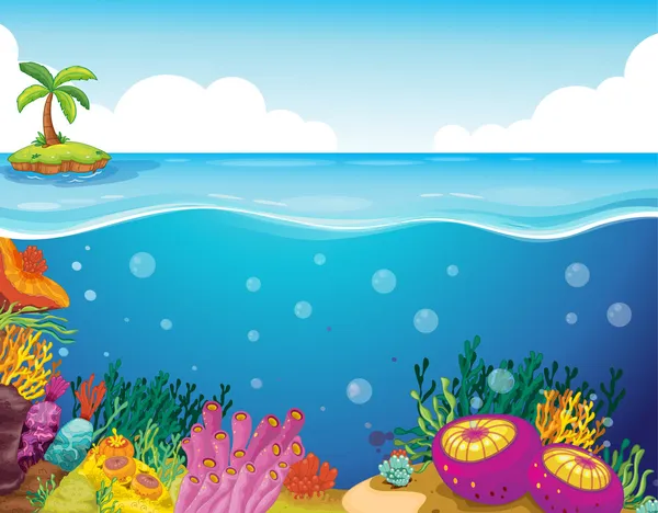 Ο φοίνικας ανεμόμυλων και τα κοράλλια — Διανυσματικό Αρχείο