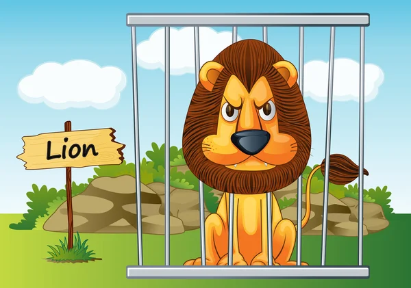Lion in cage — Stock Vector