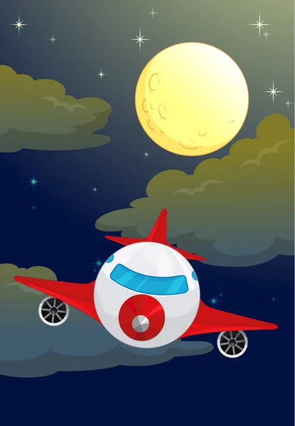 Mond und Flugzeug — Stockvektor