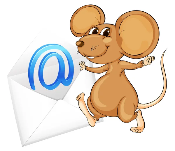 Миша з конвертом пошти — стоковий вектор