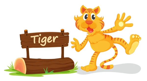 Tigre et plaque signalétique — Image vectorielle