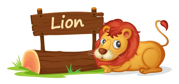 Lion et plaque signalétique — Image vectorielle