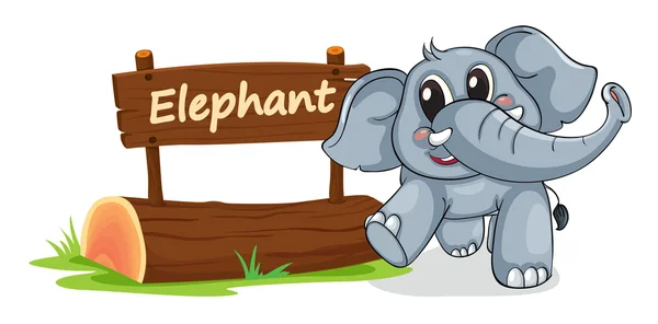 Elefante e placa de identificação — Vetor de Stock