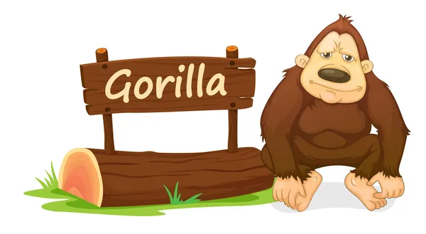 Gorilla och namnet plattan — Stock vektor