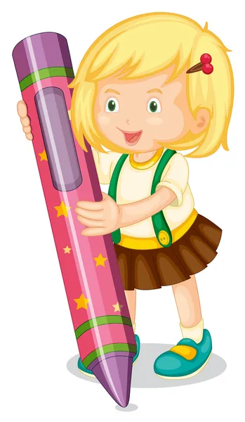 Une fille tenant un crayon — Image vectorielle